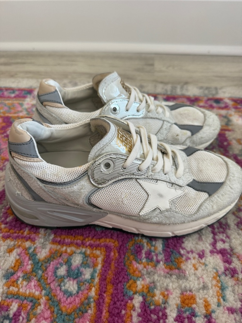 Golden Goose White and Gray Dad-Style Star Sneakers - Picture 5 of 10